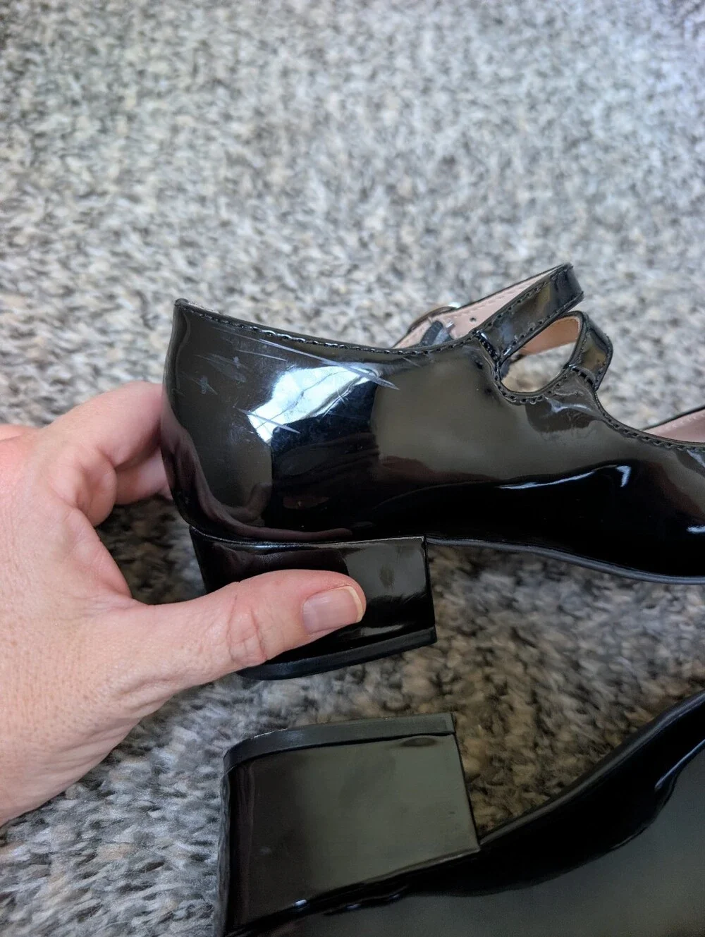 Girls Black Patent Leather Mary Jane Platform Heel Dress Shoes Size 1 Buckles